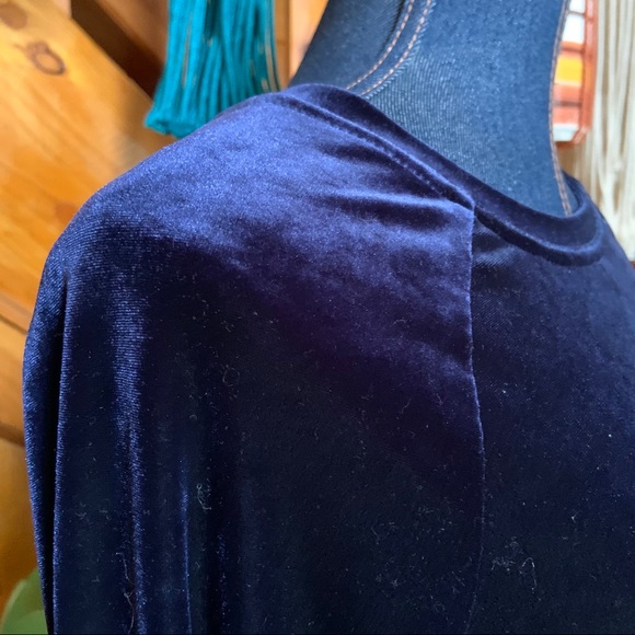 Beautiful Blue VINTAGE VELVET Skater dress - Picture 3 of 5